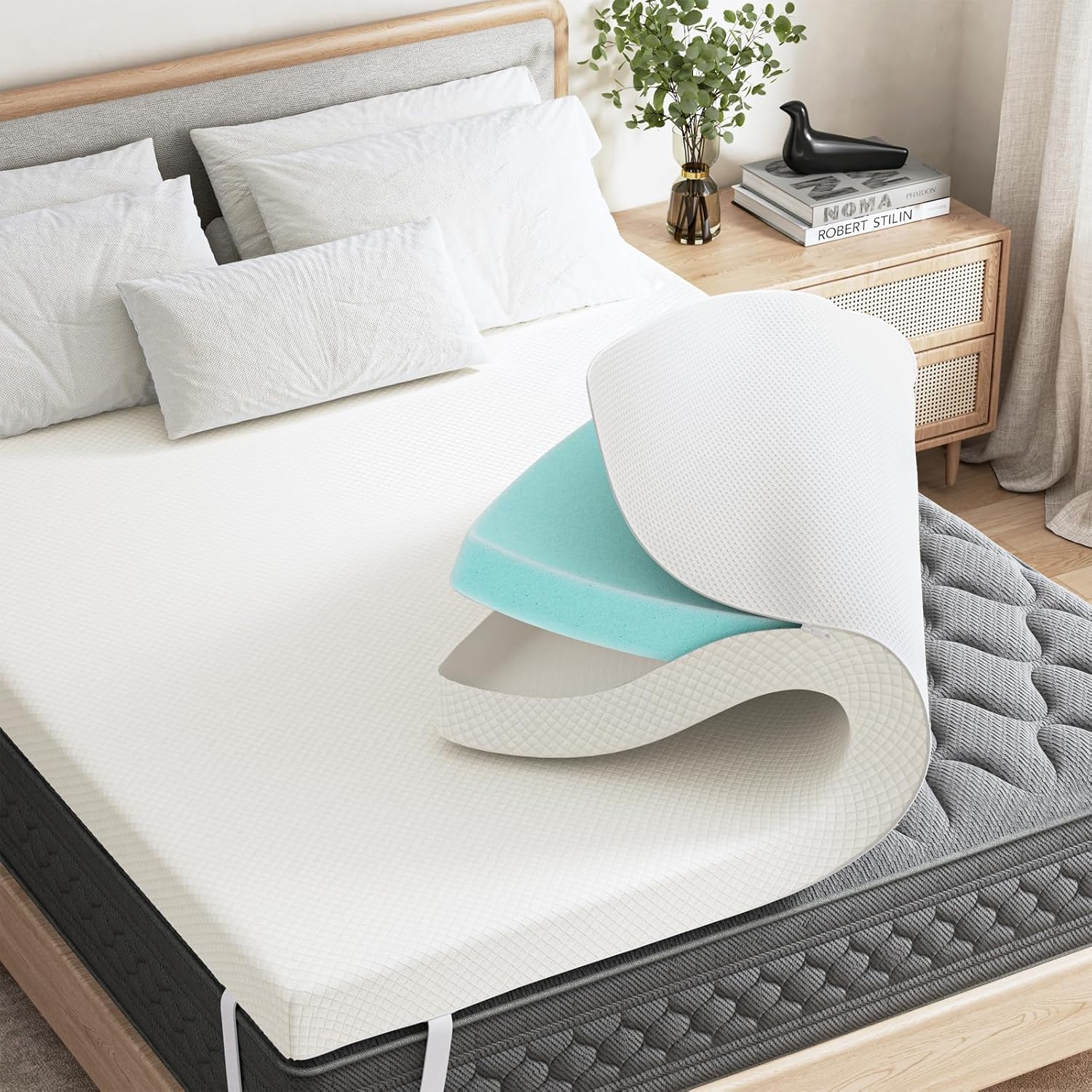 Sweetcrispy Queen Mattress Topper 3" Gel Memory Foam
