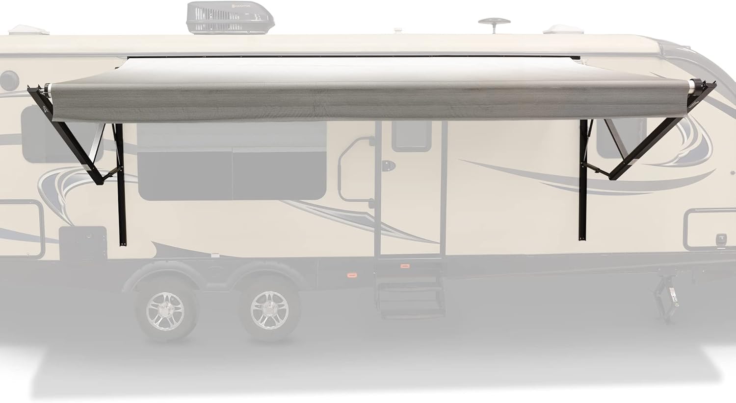 RecPro 19-Ft RV Awning: Black Frame & Gray Fabric