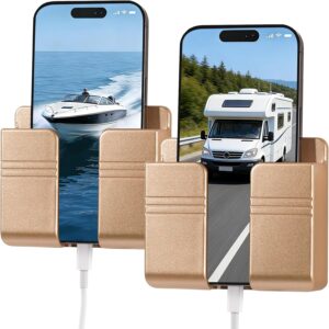 Gold Wall Phone Holder for RV, Boat & Dorm - 2 Pack
