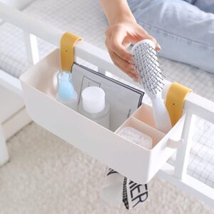 White Bedside Hanging Caddy, Bed Organizer Shelf
