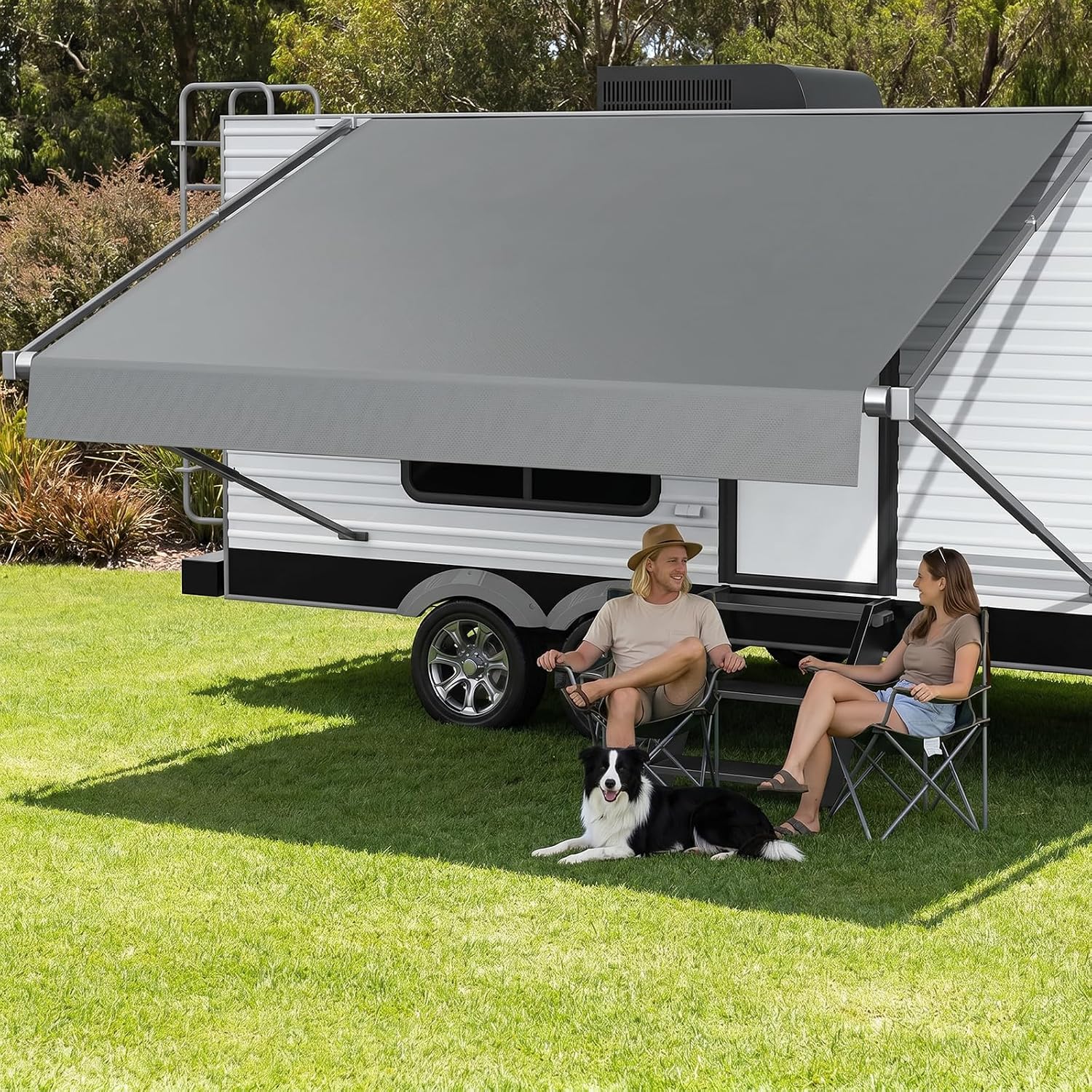 Fonzier RV Awning Fabric Replacement 17' Gray