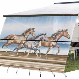 9' x 15'3" RV Awning Sun Shade Screen - Horses Design