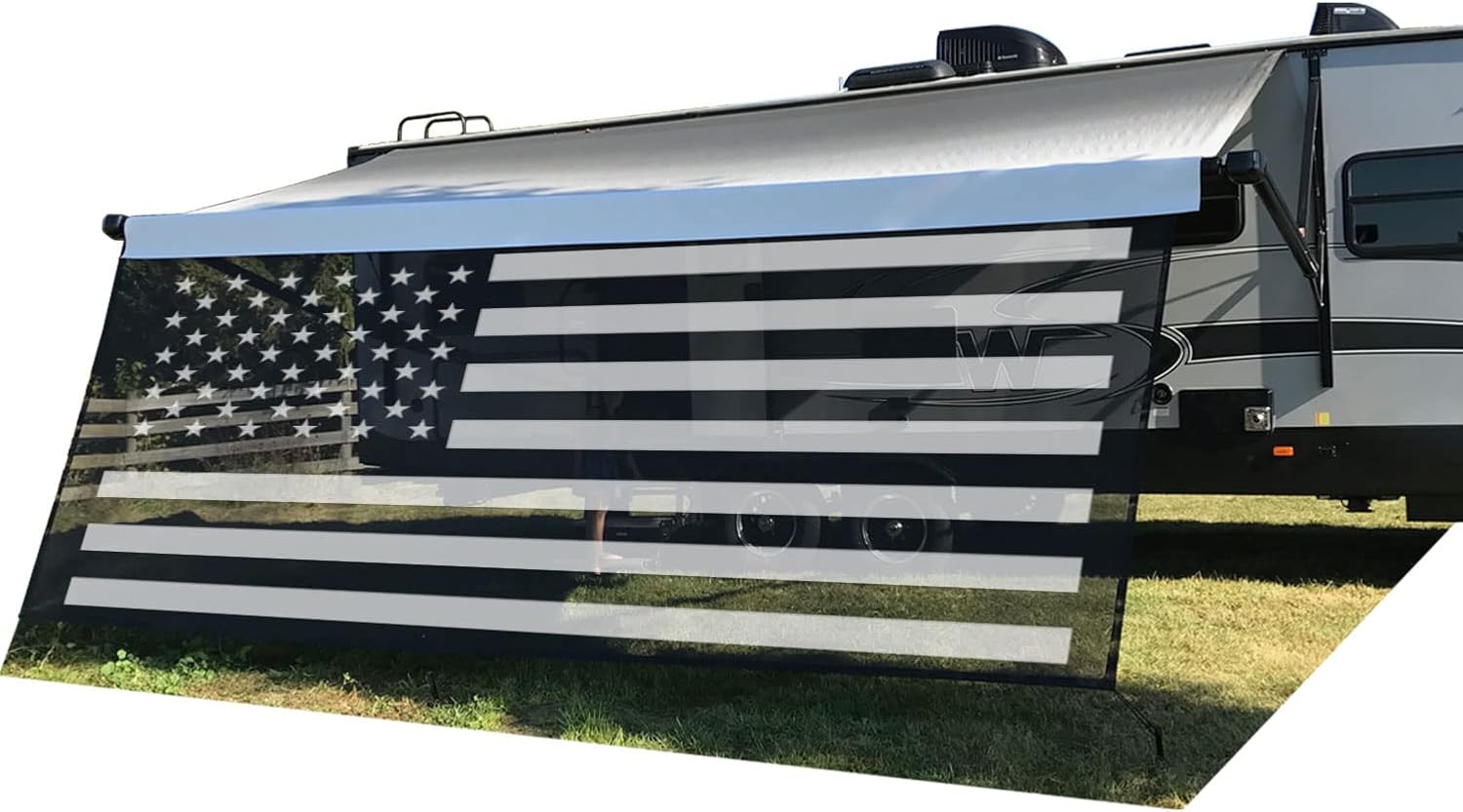 RV Awning Sun Shade Screen 8' x 15' - USA Flag Design