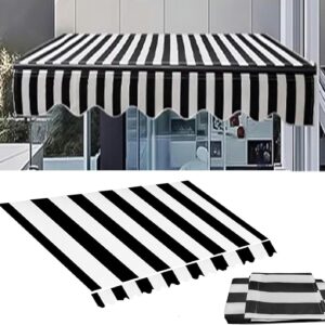 Black/White 12x8ft Patio Awning Replacement Cover