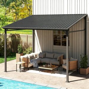 Murago 8x10 ft Wall-Mounted Aluminum Gazebo with Sloped Roof