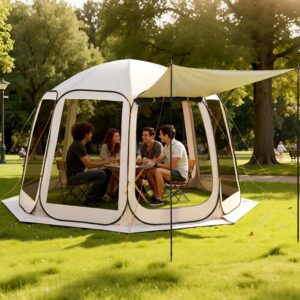 VEVOR 12x11 ft Outdoor Screen House Tent - 10-12 Person Pop Up Gazebo