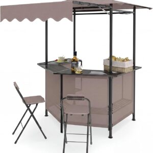 Tangkula 3-Piece Patio Bar Set w/ Gazebo & Stools