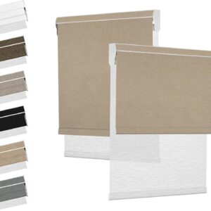 Boolegon Dual Roller Shades - Blackout & Light Filtering - Beige/White