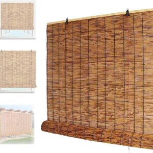 Brown Bamboo Outdoor Window Shades 36"W x 76"H