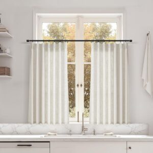 Ivory Pinch Pleat Linen Curtains 2-Panel Set, 36"