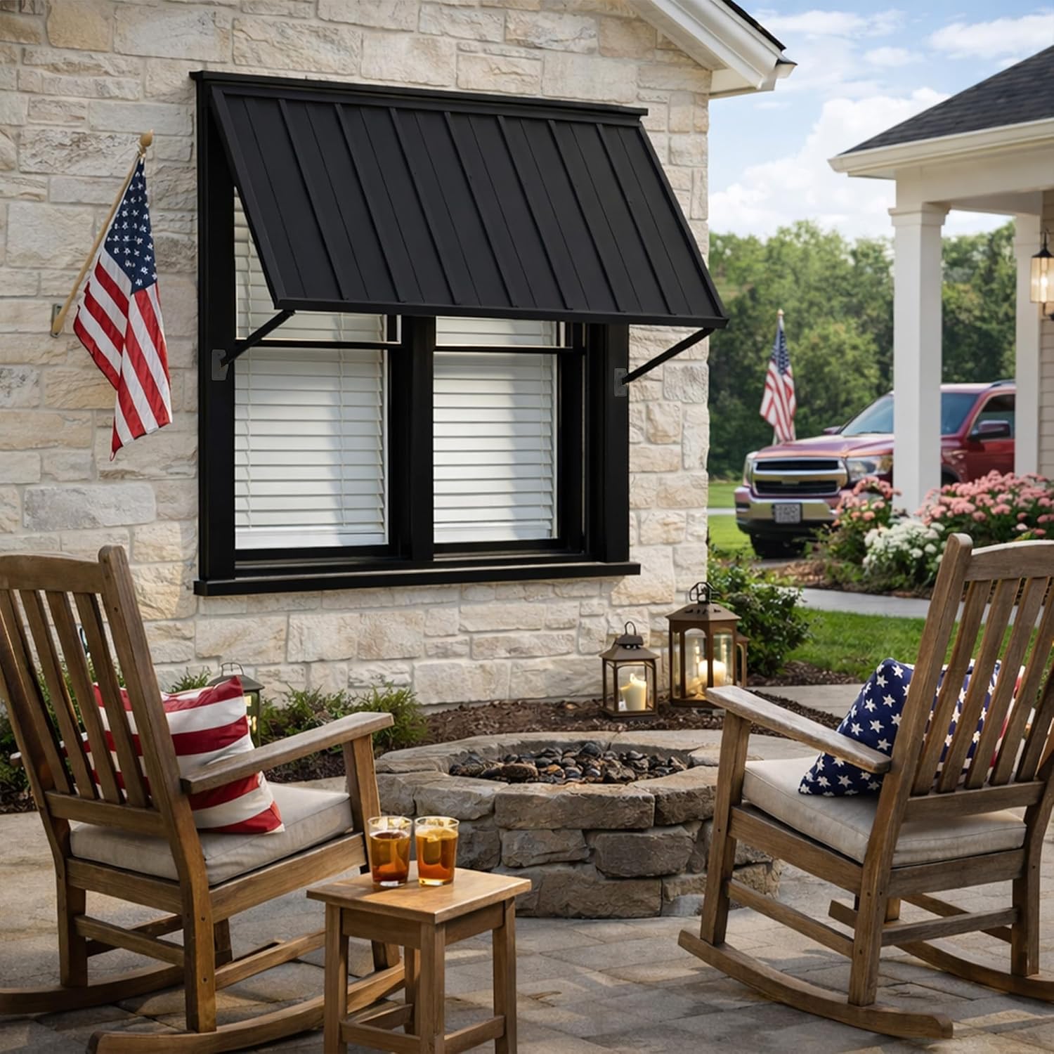Kozyard Adjustable Door Awning, 55" W x 32", Dark Gray