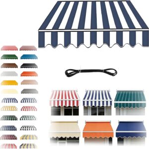 Blue/White Patio Awning Fabric, 10x8ft Replacement Cover