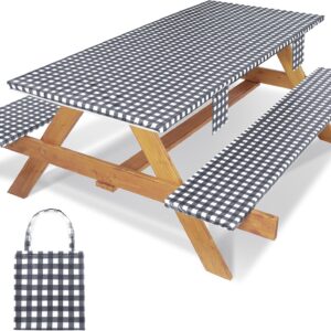 Jobunai Picnic Table Cover Set - 96x30, Waterproof & Windproof