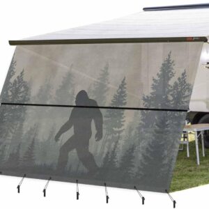 RV Awning Sun Shade Screen 9' x 15'3" Forest Sasquatch Design