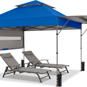10x10 Pop Up Canopy Tent w/ 2 Awnings – Blue