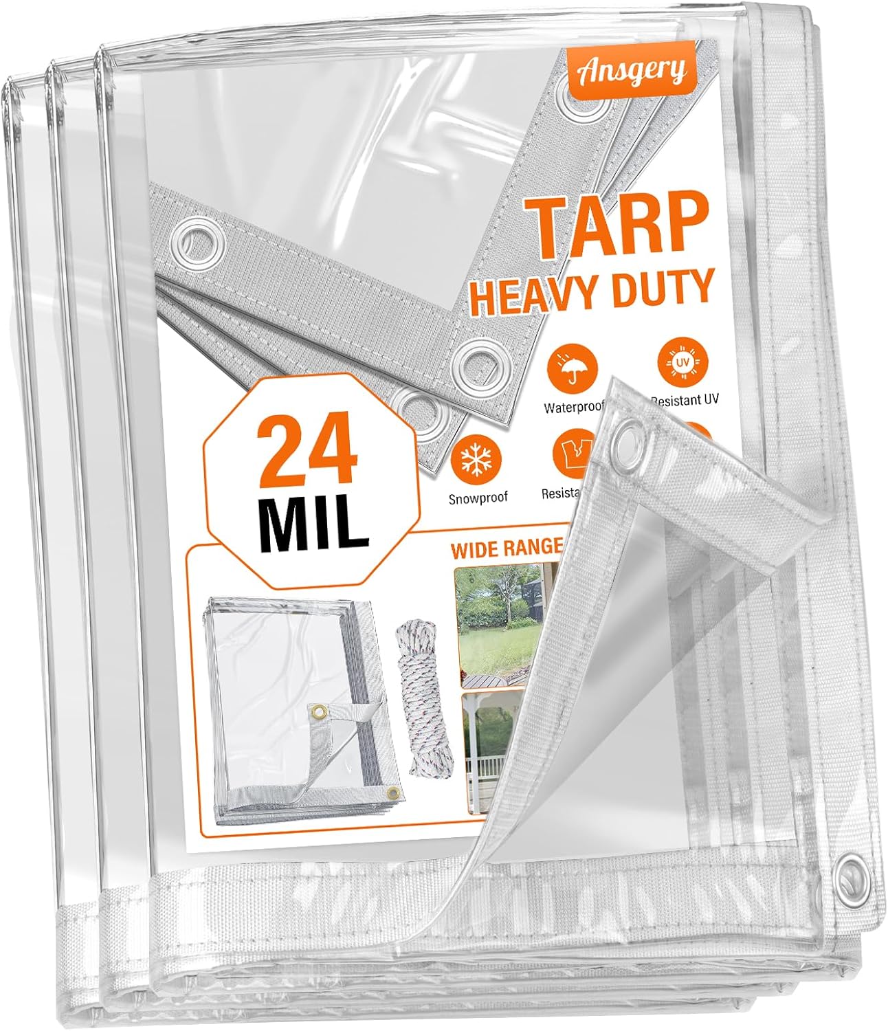 Ansgery Clear Tarp 24 Mil 8x10 Heavy Duty