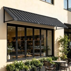 Domi 100x36 Metal Outdoor Awning - Dark Grey