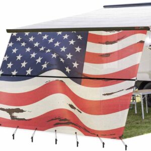 RV Awning Sun Shade Screen 9'x15'3", Red White & Blue
