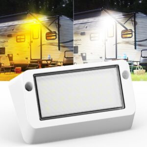 Safoner RV LED Porch Light - Dual White/Amber, 1400LM