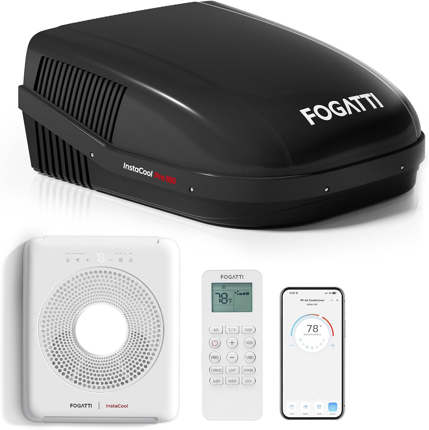 FOGATTI 18K BTU RV AC w/ WiFi, Remote & Alexa