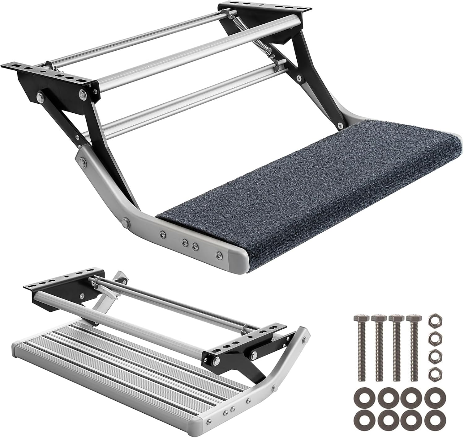RV Step with Rug, Aluminum Step, 440 lbs Capacity