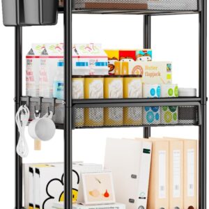 YASONIC 3-Tier Rolling Cart – Heavy-Duty Metal Organizer with Wheels