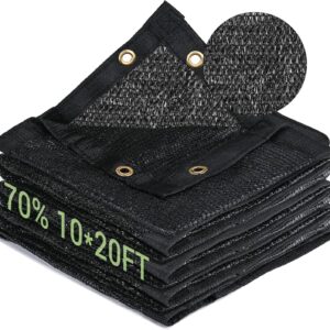 70% Shade Cloth, 10x20FT HDPE Sun Shade for Garden & Patio