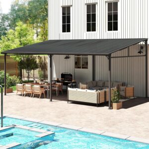 Murago 12' x 20' Wall-Mounted Gazebo - Heavy Duty Outdoor Pergola