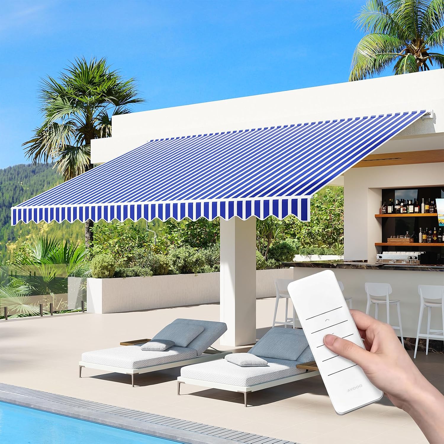 Aoxun 15x10 FT Motorized Electric Patio Awning w/ Remote