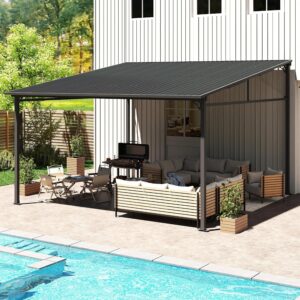 Murago 12' x 12' Wall-Mounted Gazebo w/ Sloped Roof