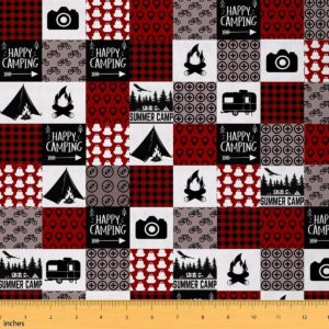 Happy Camping Flannel Upholstery Fabric by Yard