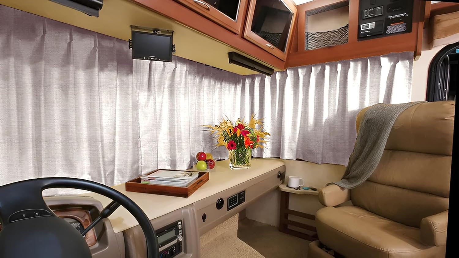 Custom RV Windshield Curtains for Class A Motorhomes