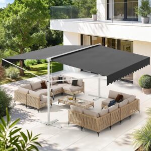 U-MAX 13'x10' Retractable Patio Awning - Dark Grey