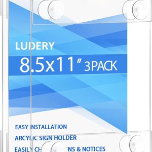Acrylic Window Sign Holder 3-Pack, 8.5"x11"