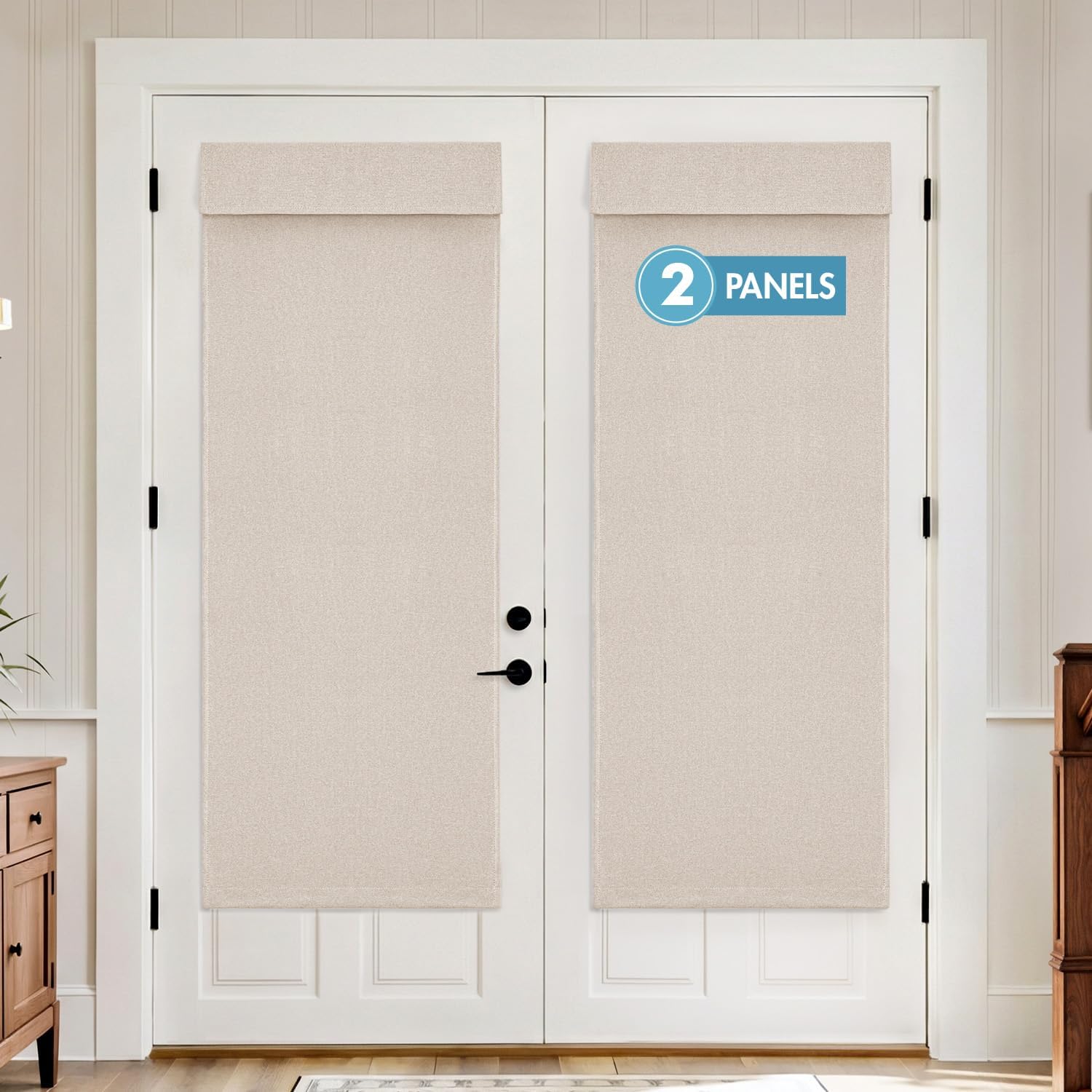 MIULEE Blackout Linen French Door Curtains, 2-Pack 68"