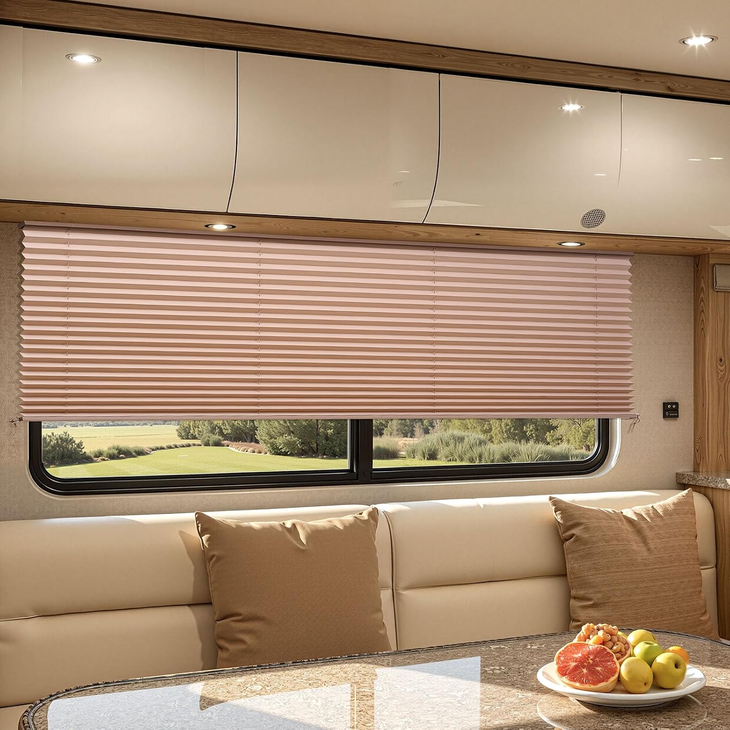 VEVOR RV Pleated Blinds 62" x 32", Cappuccino