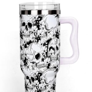 FYSUIMU 40oz Halloween Skull Tumbler – Spooky Gift Idea