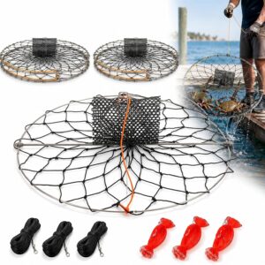 Wesnoy 3-Pack 24in Crab Trap Set with Ropes & Bait
