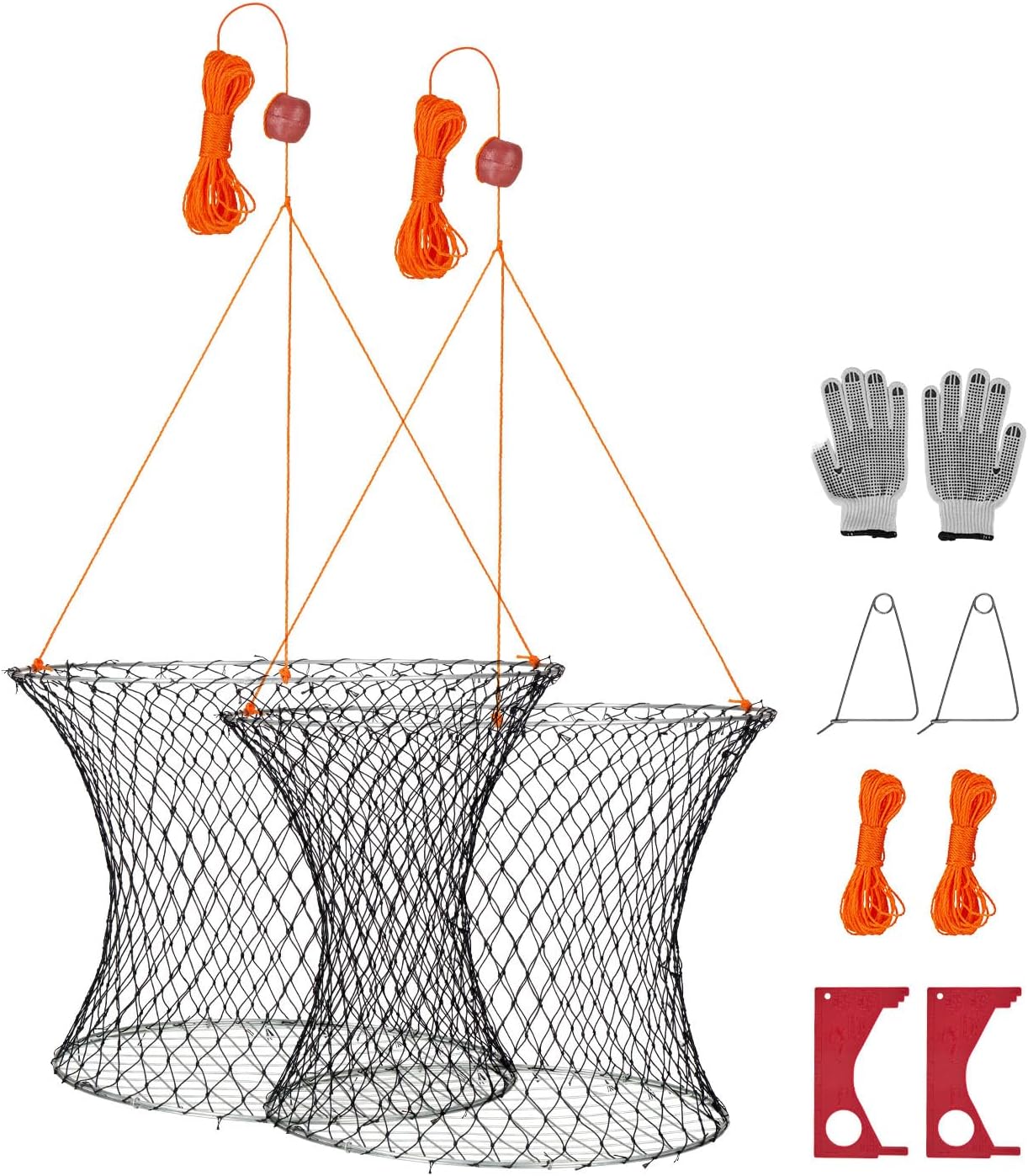VEVOR 24in Crab Trap Kit – 2-Pack, Complete with Gauge & Rope