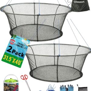 2-Pack Foldable Pier Fishing Net Set, 31.5" & 40" Hoops