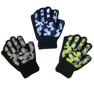 Evridwear Kids Winter Gloves – 3 Pairs Stretch Knit Magic Gripper Gloves