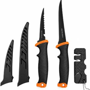BasicGear 2-Piece Fishing Fillet Knife Set - 4" & 6"