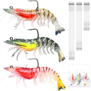 DONQL 3-Piece Shrimp Fishing Lures Set with Leaders