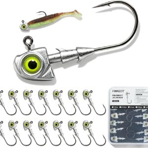 FINNECT 15pc Jig Heads Kit 1/8-1/2oz Swimbait Hooks