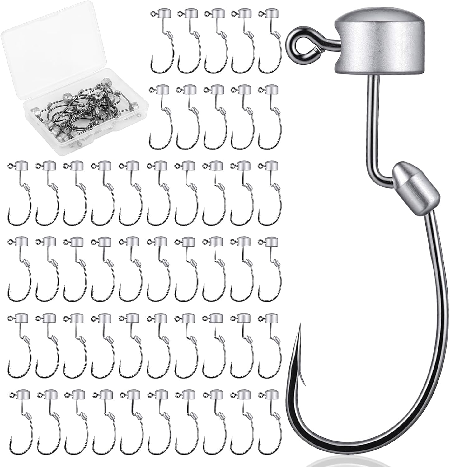 Hollowfly Ned Rig Jig Heads, 50pc Weedless Fishing Set