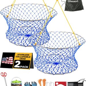 2-Pack 24" Stainless Steel Crab Trap Kit w/Rope & Bait Bag