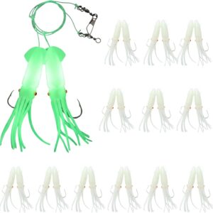 12-Pack Squid Fishing Rigs w/ Glow Skirt & Jigs