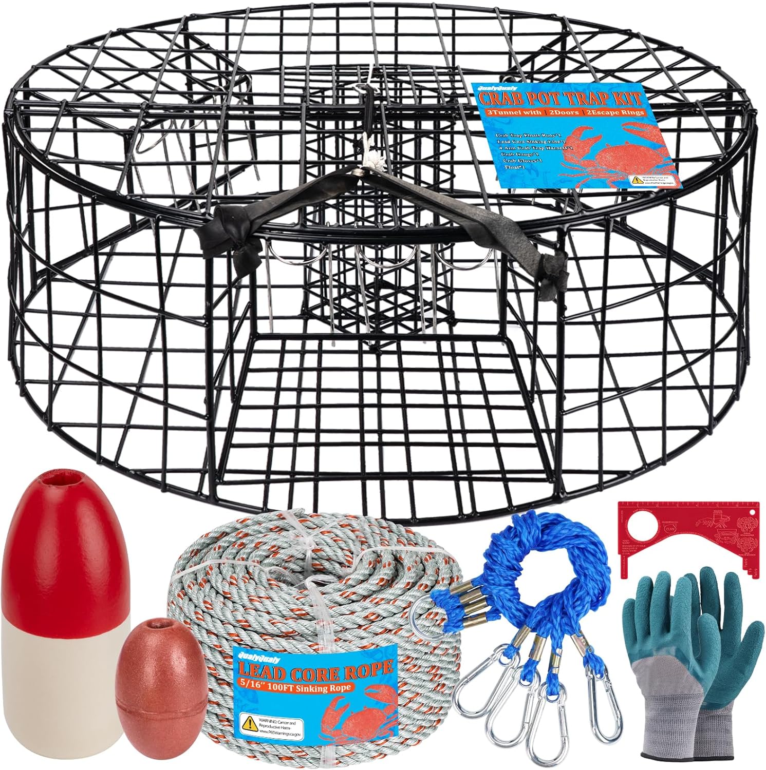 QualyQualy Crab Trap Pot 30" x 10" - Heavy Duty Kit