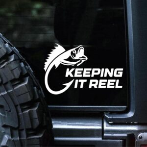 Keeping It Reel Fishing Decal - White Vinyl Sticker 7"
