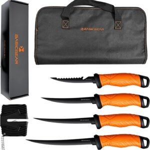 BasicGear 4-Piece Fishing Fillet Knife Set – 5" to 9"